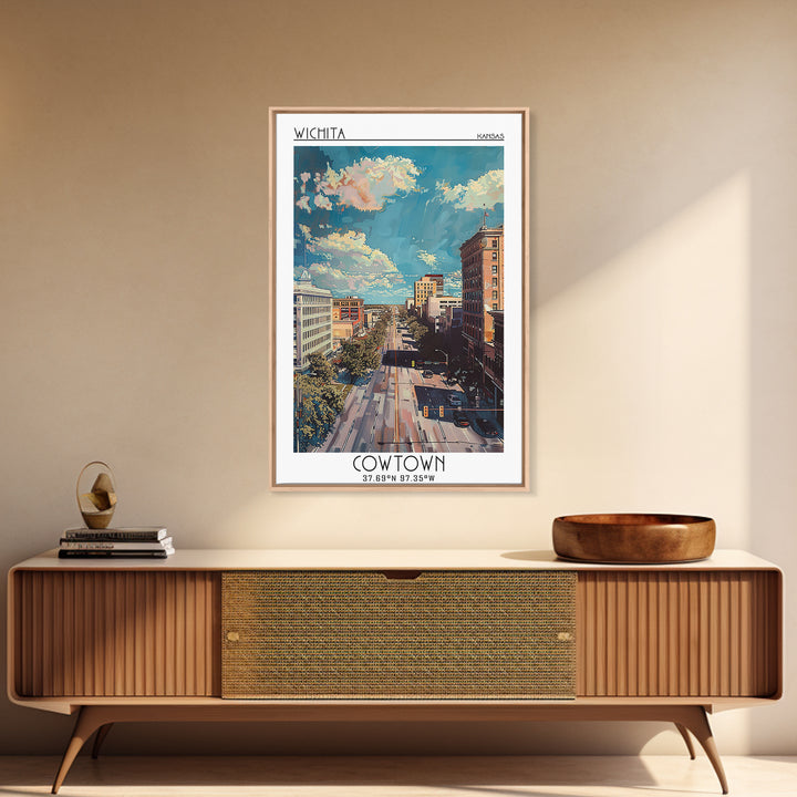 Wichita Travel Poster, Framed Canvas Print, City Art Print, Travel Wall Art, Gallery Wall Set, Modern Wall Decor, City Travel Poster