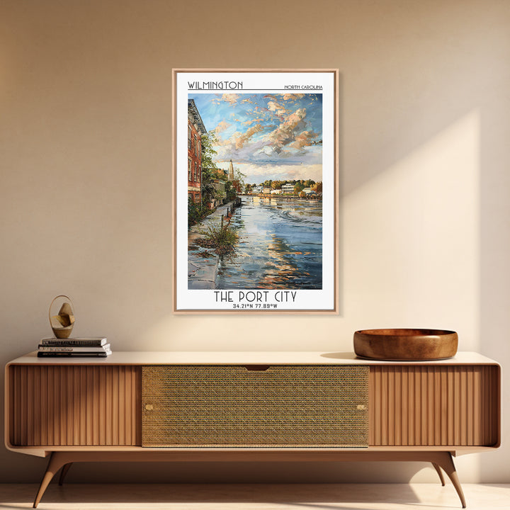 Wilmington Travel Poster, Framed Canvas Print, Travel Wall Art, City Wall Art, Minimalist Poster, Vintage Posters, City Illustration