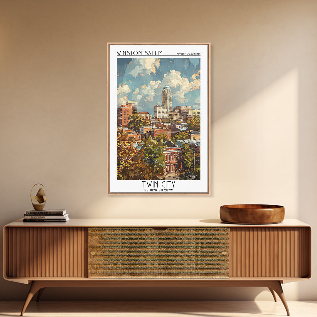 Winston-Salem Travel Poster, Canvas Print, City Travel Poster, Travel Wall Decor, Colorful Wall Art, City Art Print, Travel Wall Art