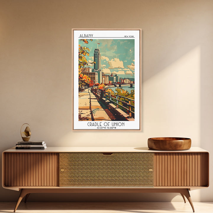 Albany New York Travel Poster, Canvas Print, Travel Wall Art, City Wall Art, Wanderlust Gift, Retro Travel Poster, Home Office Decor