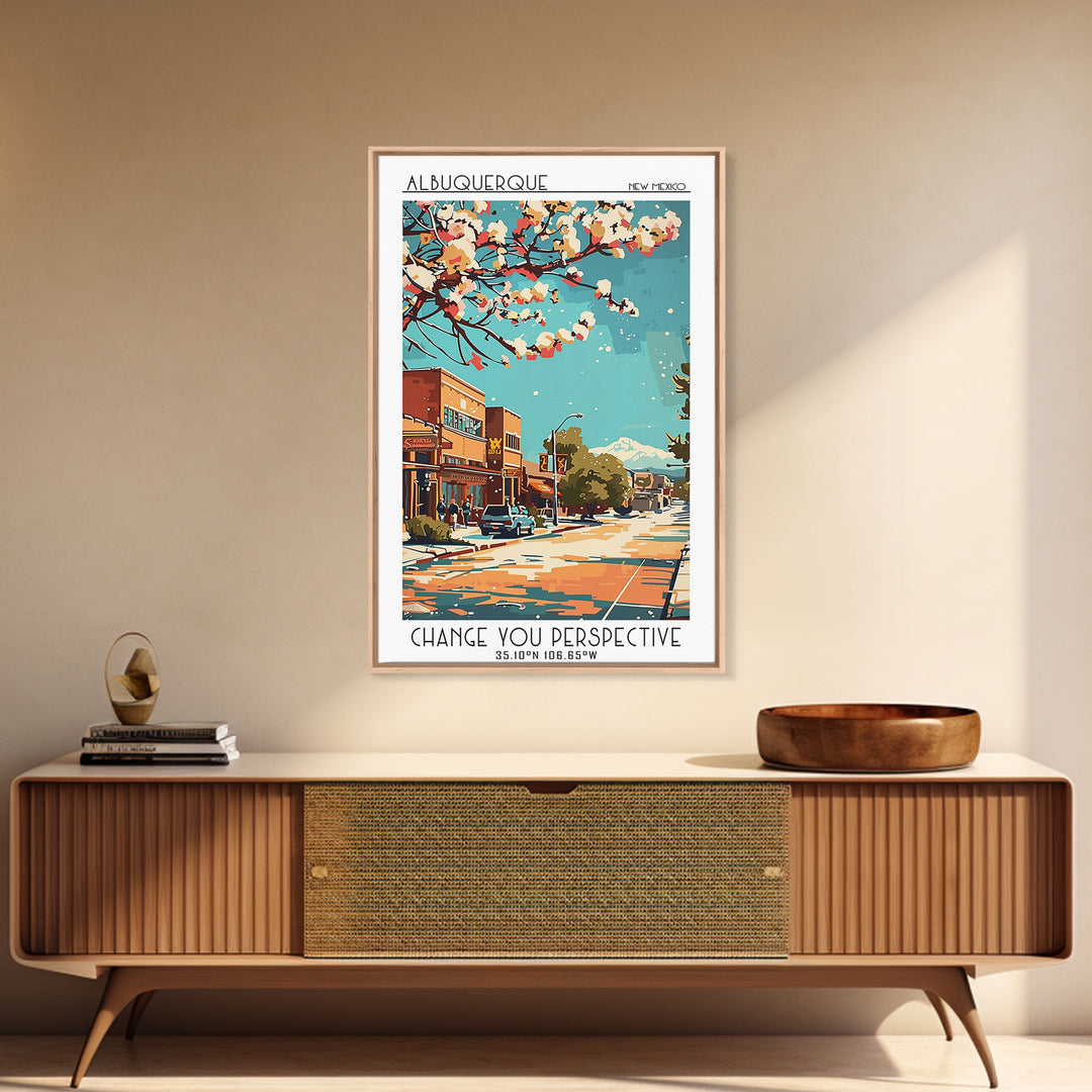 Albuquerque New Mexico Travel Poster, Canvas Print, Retro Wall Art, Travel Print, Travel Wall Art, Fine Art Print, Travel Wall Decor