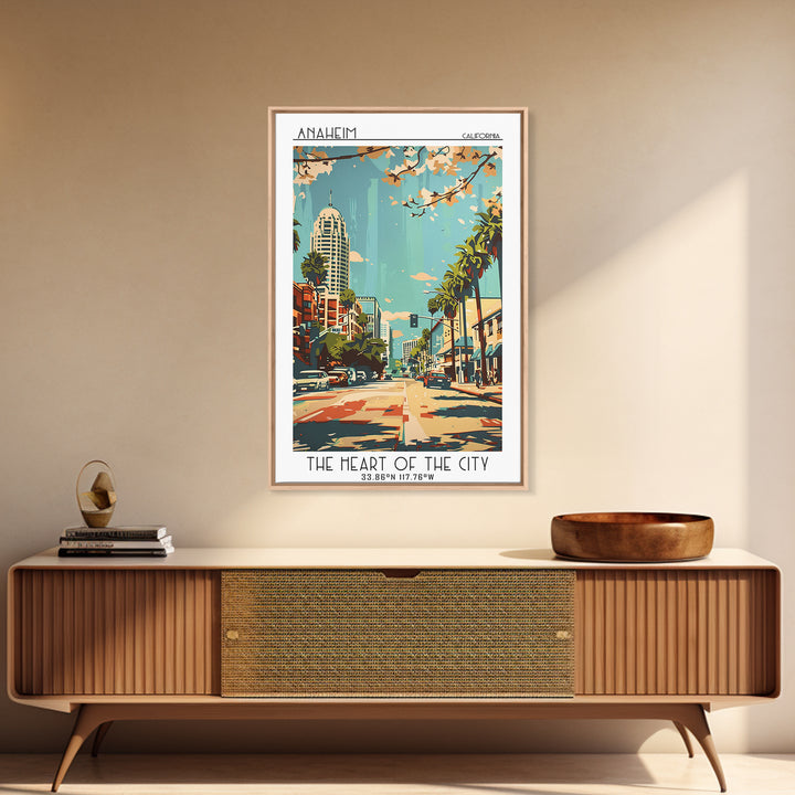 Anaheim Travel Poster, Framed Canvas Print, City Travel Poster, Travel Wall Decor, Travel Prints, Modern Wall Decor, Wanderlust Gift