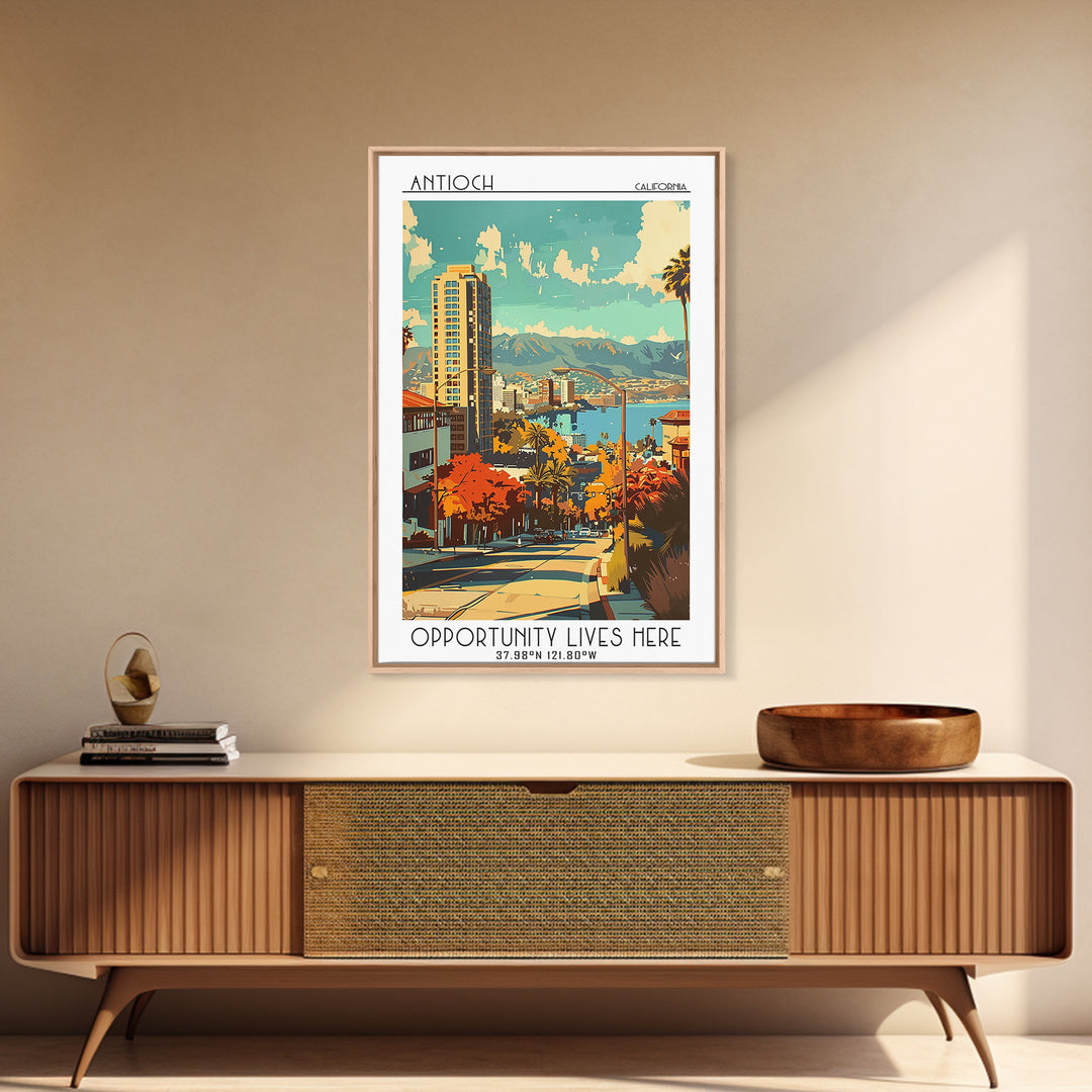Antioch California Travel Poster, Framed Canvas Print, Travel Prints, Landscape Art, Travel Posters, Vintage Poster, Vintage Posters