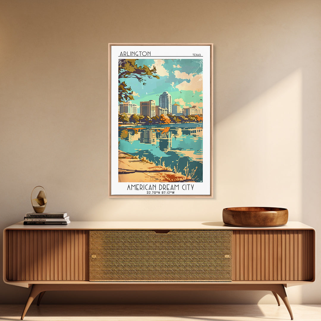 Arlington Travel Poster, Framed Canvas Print, City Travel Poster, Travel Wall Art, City Art Print, City Illustration, Vintage Poster