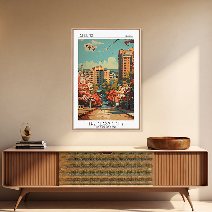 Athens Travel Poster, Framed Canvas Print, Travel Wall Decor, Minimalist Poster, City Wall Art, Travel Art Print, City Travel Poster