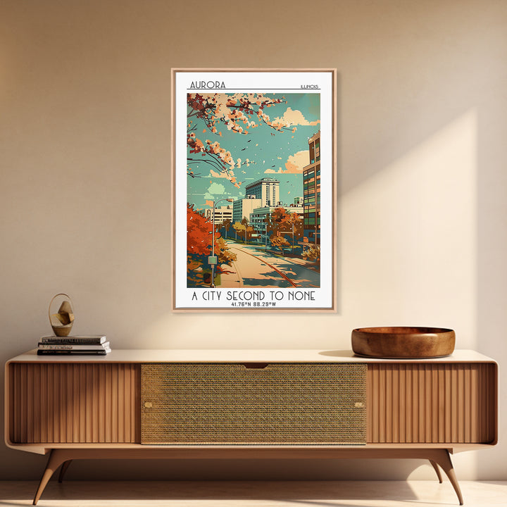 Aurora Illinois Travel Poster, Canvas Print, Vintage Travel Print, City Wall Art, City Travel Poster, Vintage Posters, Landscape Art