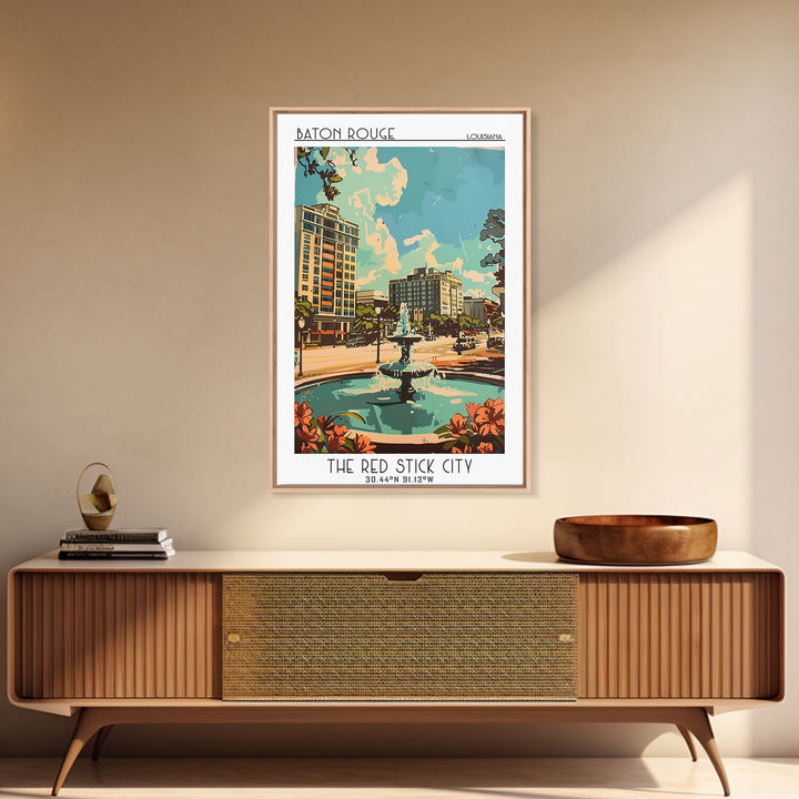 Baton Rouge Travel Poster, Framed Canvas Print, City Art Print, Travel Wall Art, Minimalist Poster, Travel Art Print, Fine Art Print