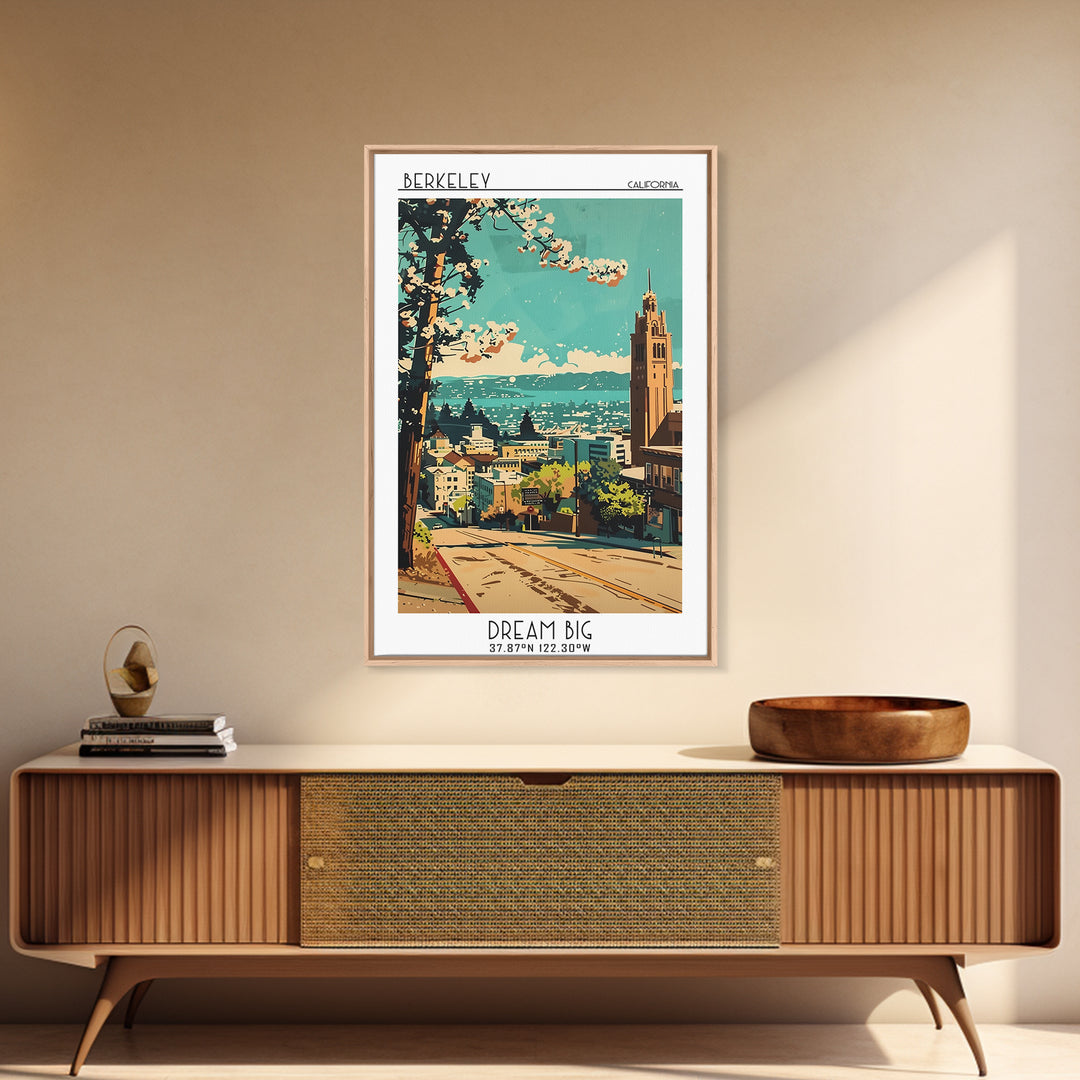 Berkeley Travel Poster, Canvas Print, Retro Travel Poster, City Wall Art, Colorful Wall Art, Travel Prints, Retro Wall Art, Wall Art
