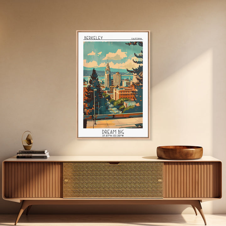 Berkeley California Travel Poster, Canvas Print, Travel Wall Art, City Wall Art, Watercolor Cityscape, Travel Print, Wanderlust Gift