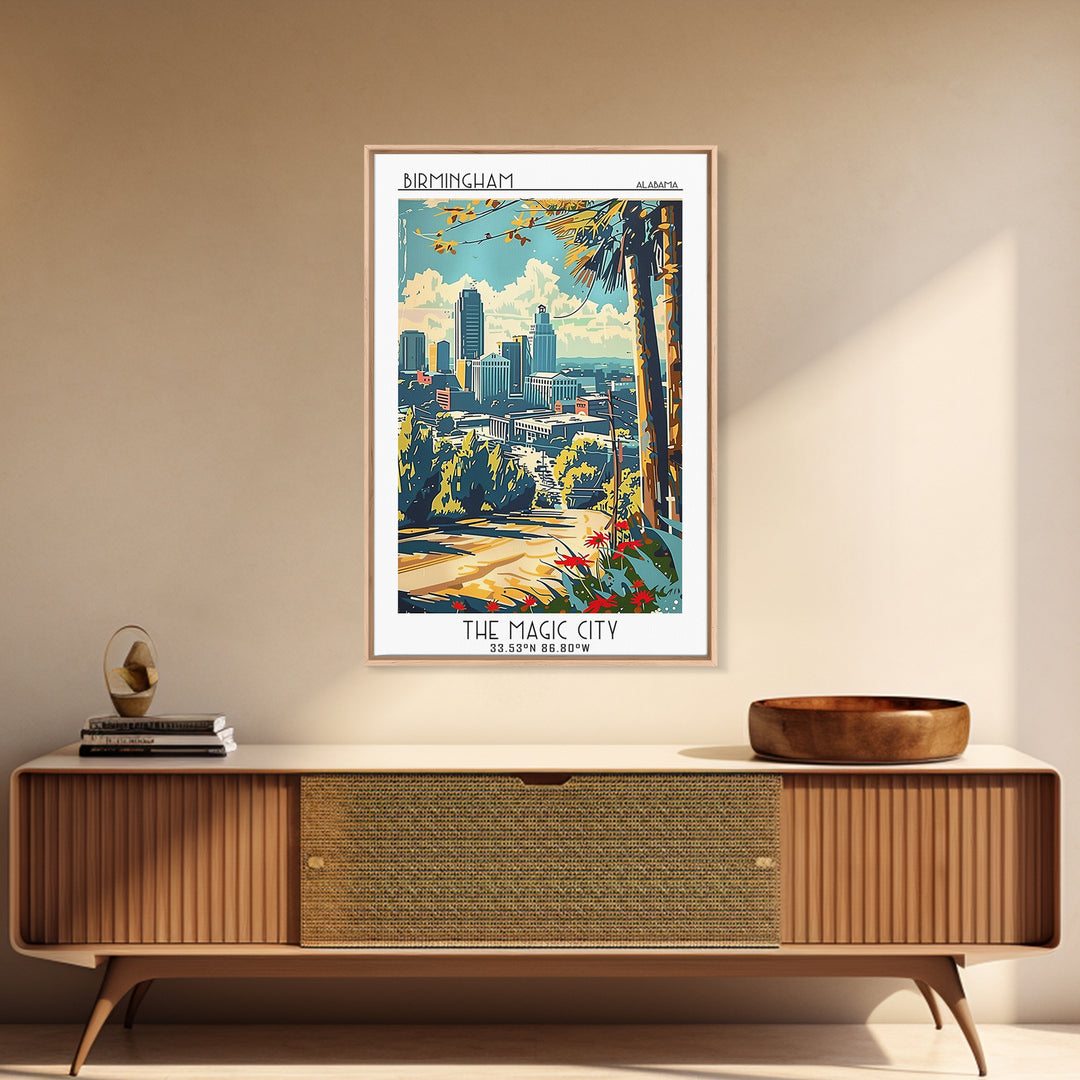 Birmingham Alabama Travel Poster, Canvas Print, Travel Wall Decor, Minimalist Poster, Art Print, Travel Wall Art, City Travel Poster