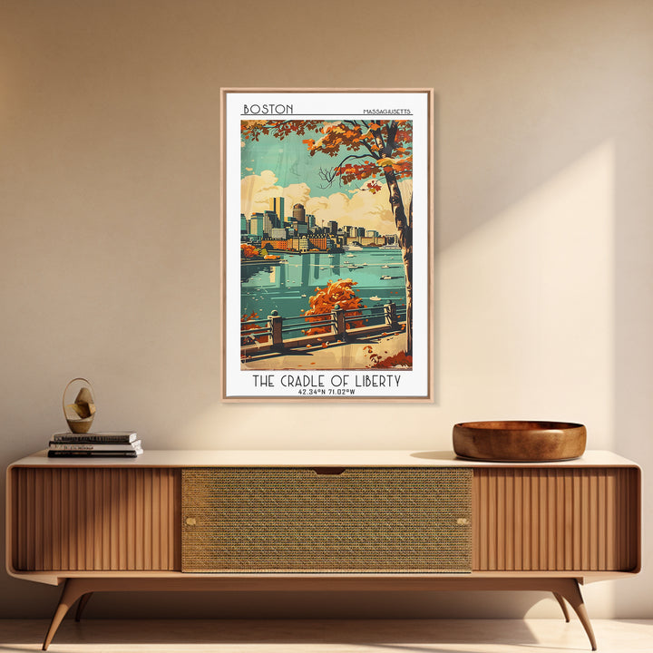 Boston Massachusetts Travel Poster, Canvas Print, Travel Prints, Landscape Art, City Art Print, Minimalist Poster, Home Office Decor