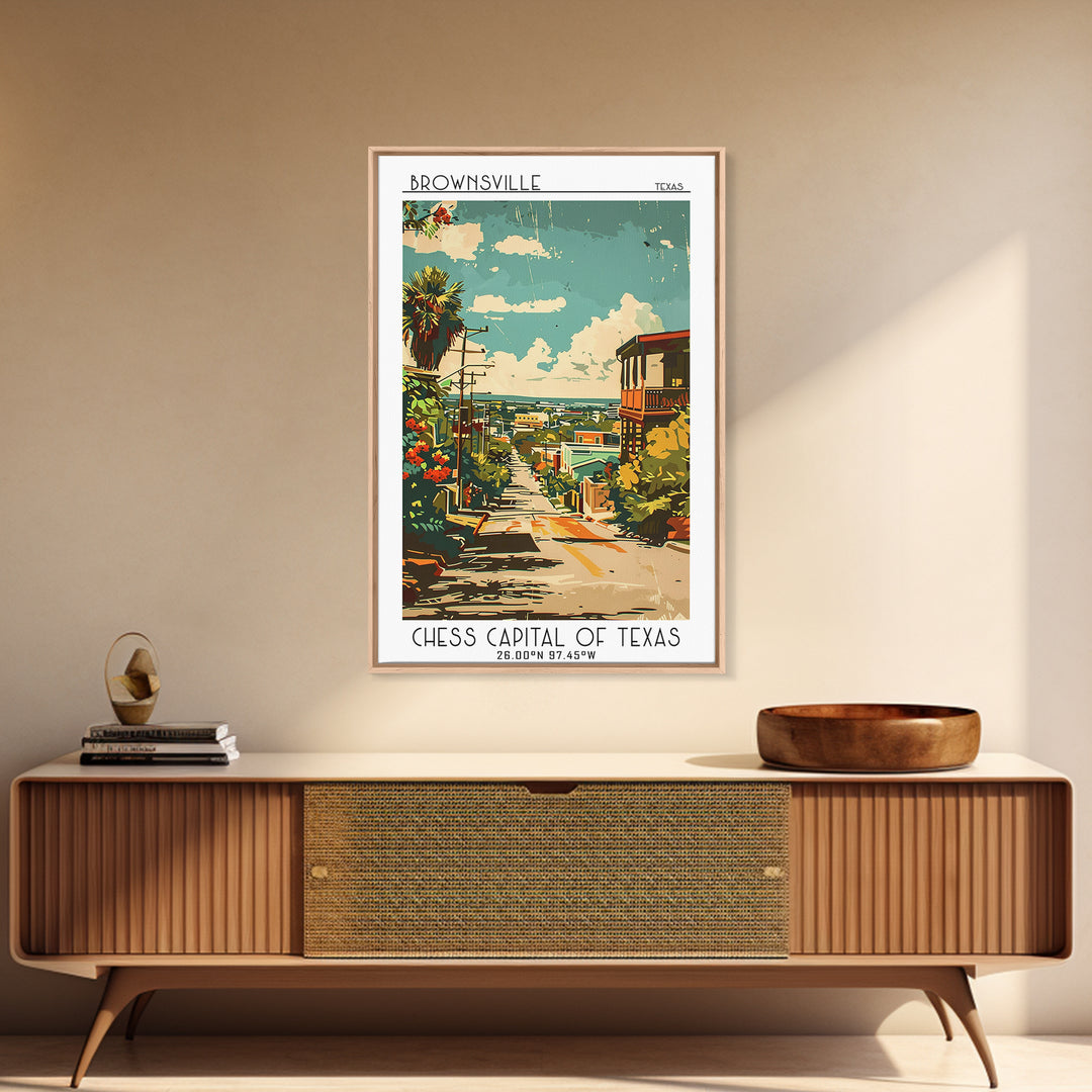 Brownsville Travel Poster, Framed Canvas Print, Poster Print, Travel Wall Art, Gallery Wall Set, Vintage Posters, Retro Travel Print