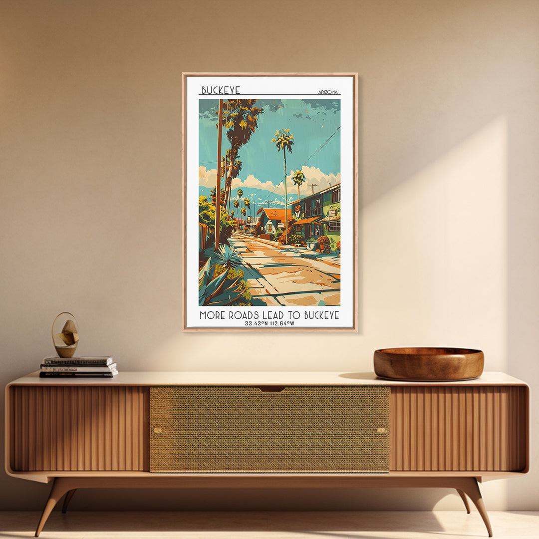 Buckeye Arizona Travel Poster, Canvas Print, Retro Wall Art, Travel Print, Mid Century Wall Art, Retro Travel Poster, Fine Art Print