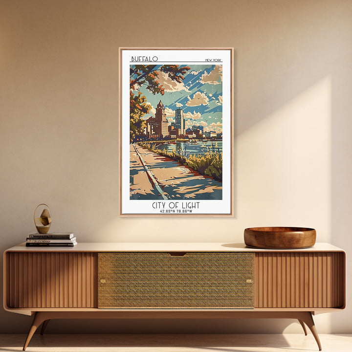 Buffalo New York Travel Poster, Canvas Print, City Art Print, Travel Wall Art, Vintage Travel Print, City Illustration, Poster Print