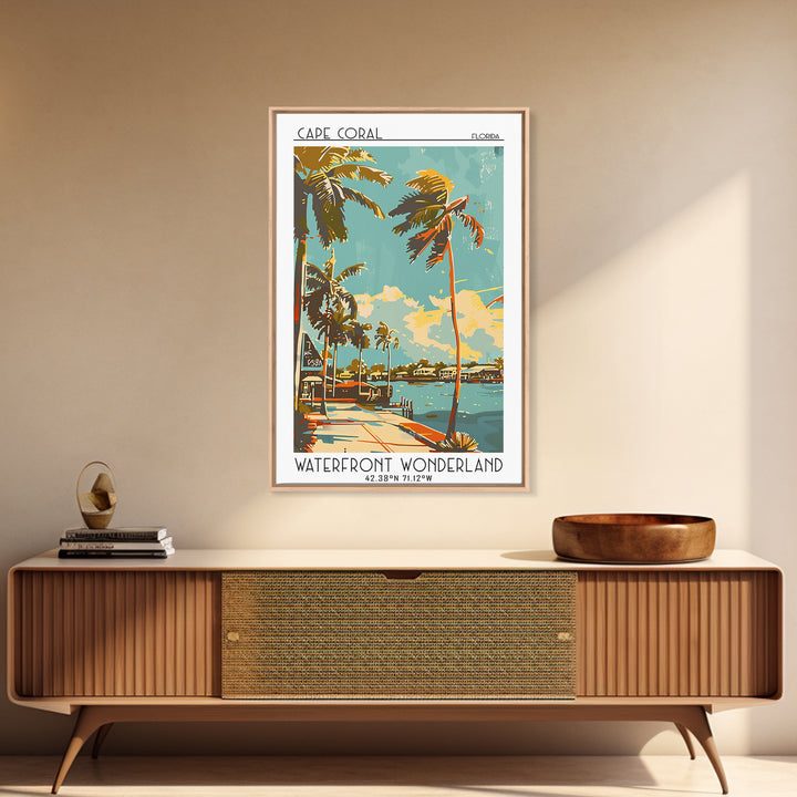 Cape Coral Travel Poster, Framed Canvas Print, Travel Wall Art, City Wall Art, Wall Art, Colorful Wall Art, Landscape Art, Art Print