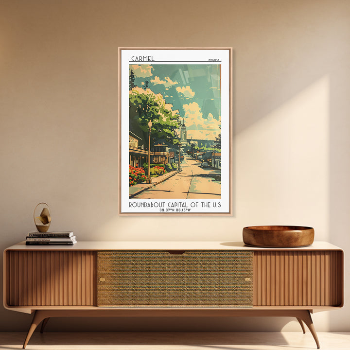 Carmel Travel Poster, Framed Canvas Print, Poster Print, Travel Wall Art, Travel Posters, Mid Century Wall Art, Watercolor Cityscape