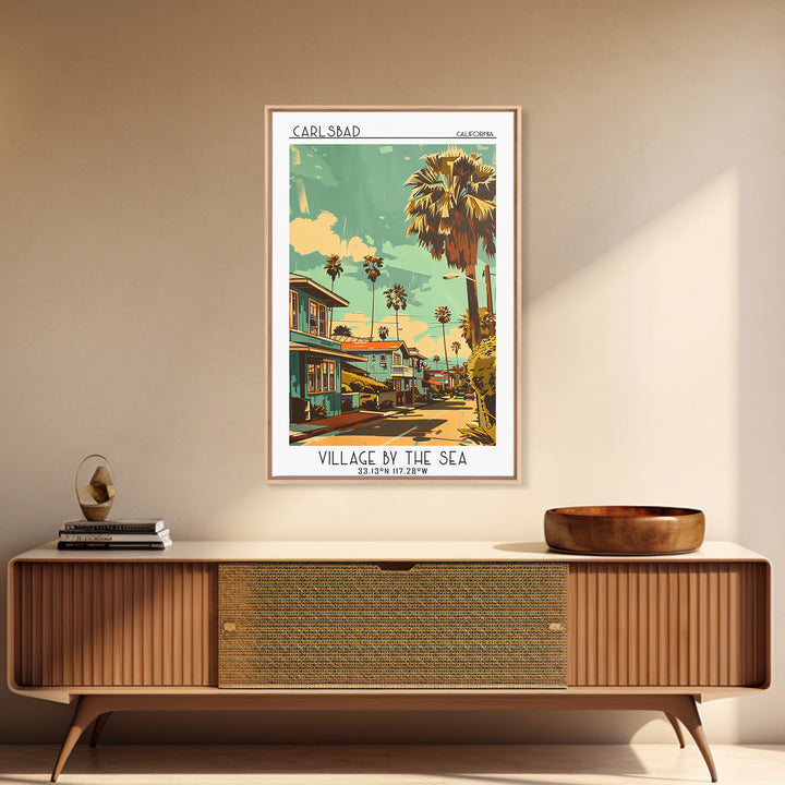 Carlsbad Travel Poster, Framed Canvas Print, City Travel Poster, Travel Wall Decor, Gallery Wall Set, Wall Art, Mid Century Wall Art