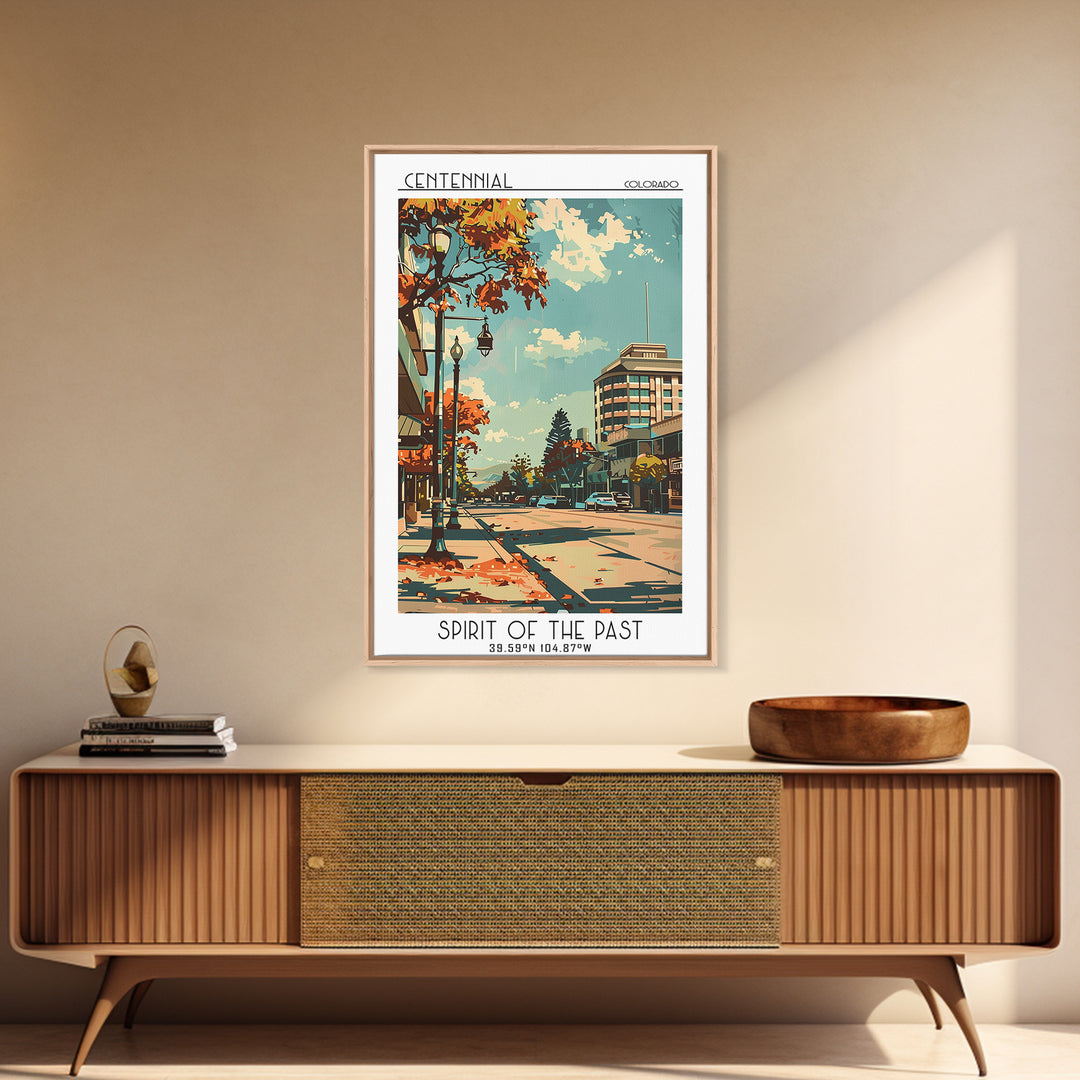 Centennial Colorado Travel Poster, Canvas Print, Retro Wall Art, Travel Print, Colorful Wall Art, Retro Travel Print, Travel Posters