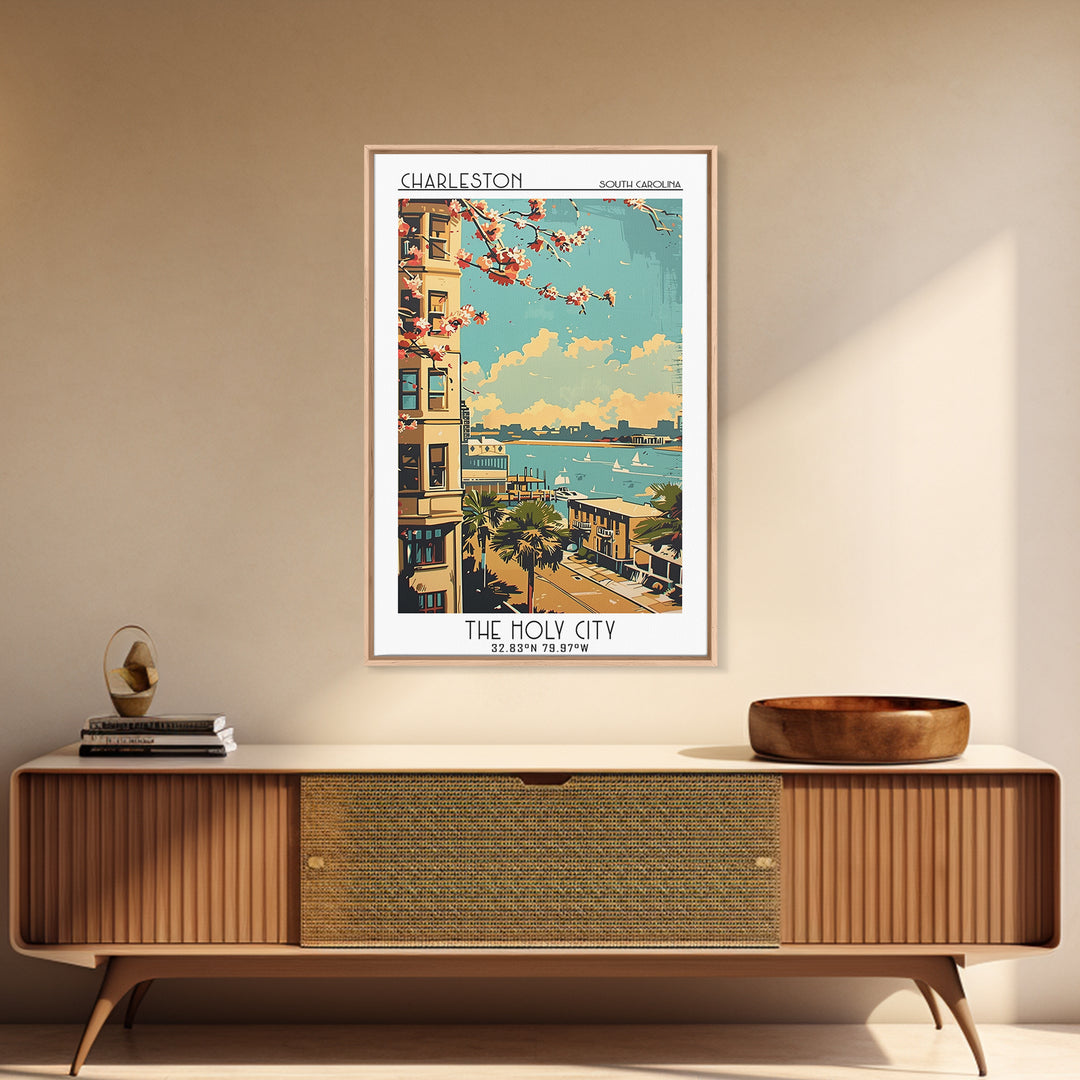 Charleston Travel Poster, Framed Canvas Print, City Travel Poster, Vintage City Poster, Gallery Wall Set, Poster Art, Travel Posters