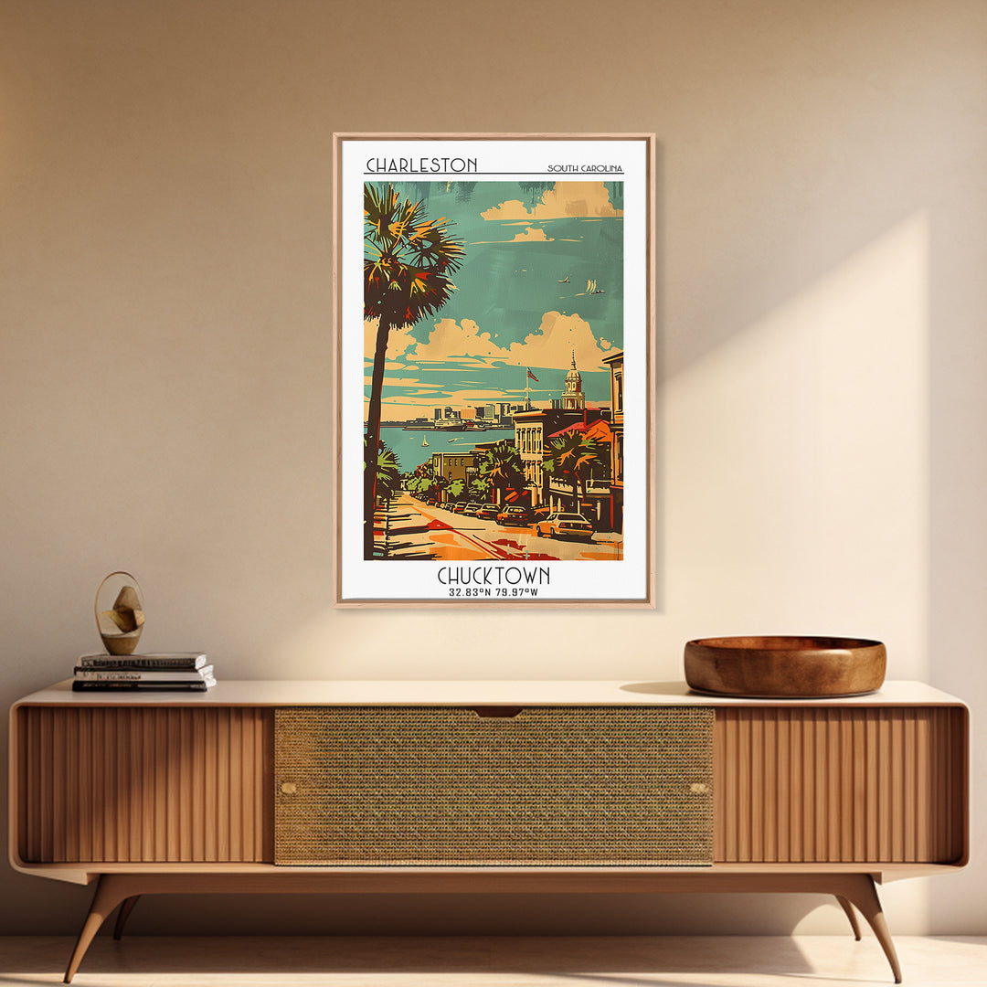 Charleston South Carolina Travel Poster, Canvas Print, City Art Print, Travel Wall Art, City Travel Poster, Vintage Poster, Wall Art