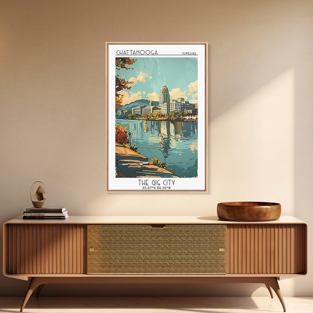Chattanooga Tennessee Travel Poster, Framed Canvas Print, Travel Wall Decor, Minimalist Poster, City Travel Poster, Travel Art Print