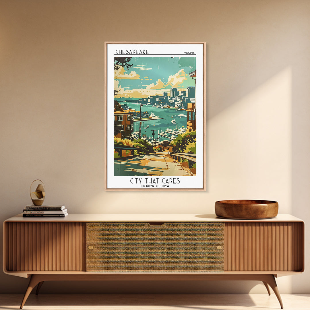 Chesapeake Travel Poster, Framed Canvas Print, Vintage Travel Print, City Wall Art, Fine Art Print, Vintage Travel, Gallery Wall Set