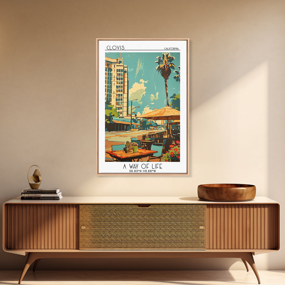 Clovis Travel Poster, Framed Canvas Print, Travel Wall Art, City Wall Art, Vintage Travel Print, Travel Art Print, Minimalist Poster