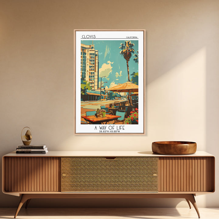 Clovis Travel Poster, Framed Canvas Print, Travel Wall Art, City Wall Art, Vintage Travel Print, Travel Art Print, Minimalist Poster