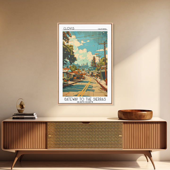 Clovis California Travel Poster, Framed Canvas Print, Travel Wall Art, City Wall Art, Fine Art Print, Wall Art, Vintage Travel Print