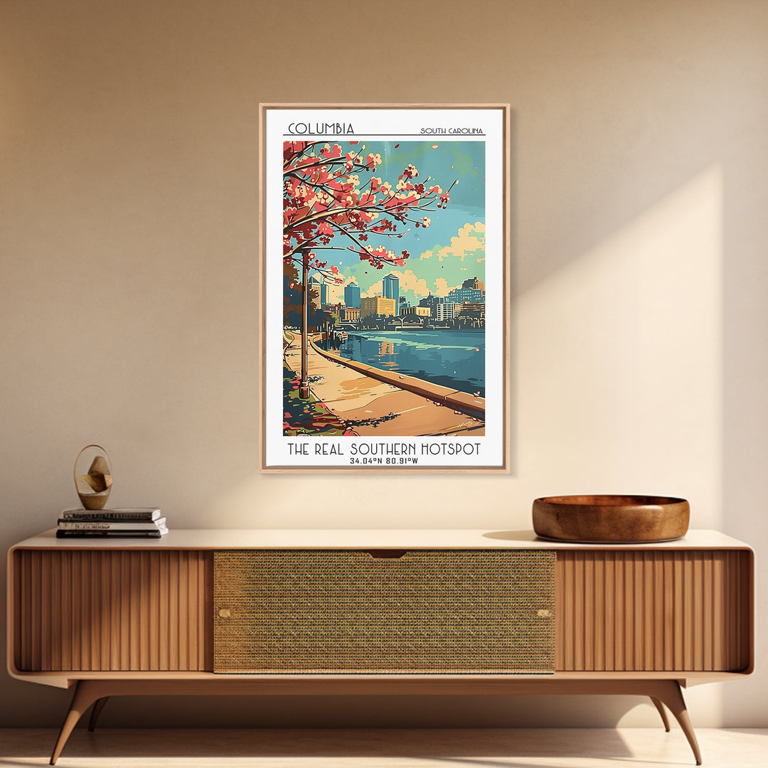 Columbia South Carolina Travel Poster, Canvas Print, City Travel Poster, Travel Wall Decor, Fine Art Print, Art Print, Landscape Art