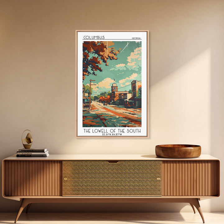 Columbus Georgia Travel Poster, Framed Canvas Print, City Travel Poster, Travel Wall Decor, Travel Prints, Fine Art Print, Art Print