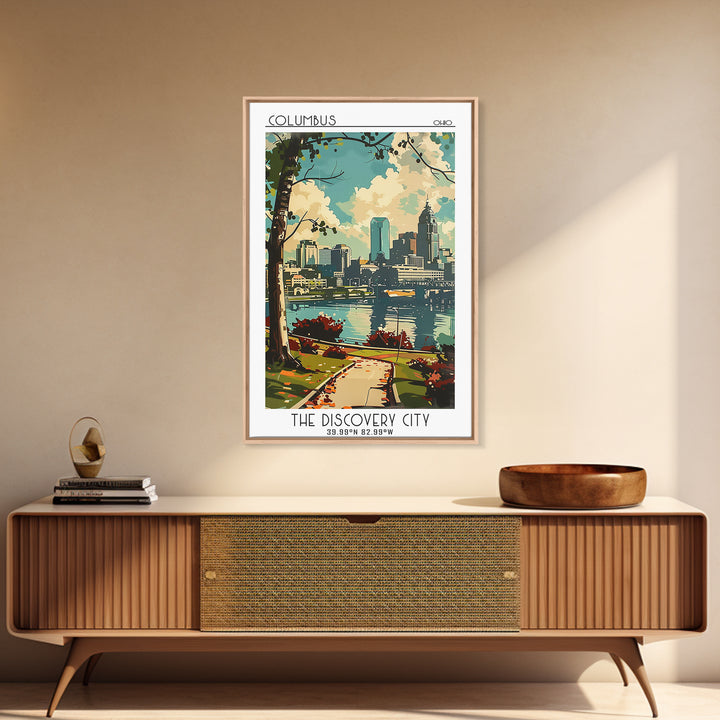 Columbus Ohio Travel Poster, Canvas Print, Vintage Travel Print, City Wall Art, Mid Century Wall Art, Wall Art, Living Room Wall Art