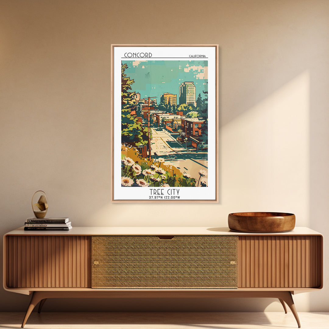 Concord Travel Poster, Framed Canvas Print, City Art Print, Travel Wall Art, Fine Art Print, City Travel Poster, Retro Travel Poster