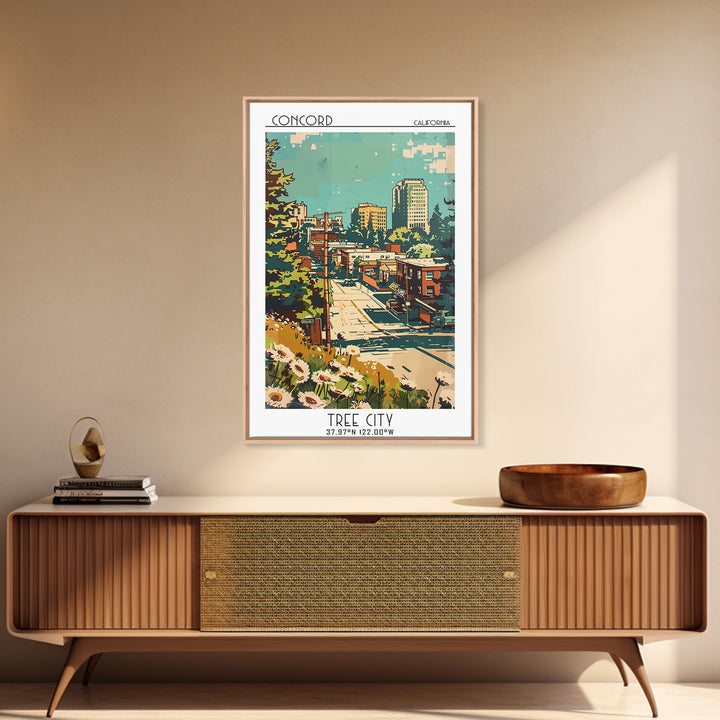 Concord Travel Poster, Framed Canvas Print, City Art Print, Travel Wall Art, Fine Art Print, City Travel Poster, Retro Travel Poster