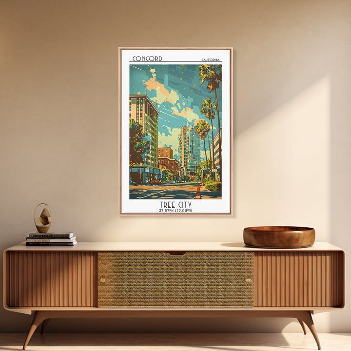 Concord California Travel Poster, Canvas Print, Travel Wall Decor, Minimalist Poster, Wanderlust Gift, Landscape Art, Retro Wall Art