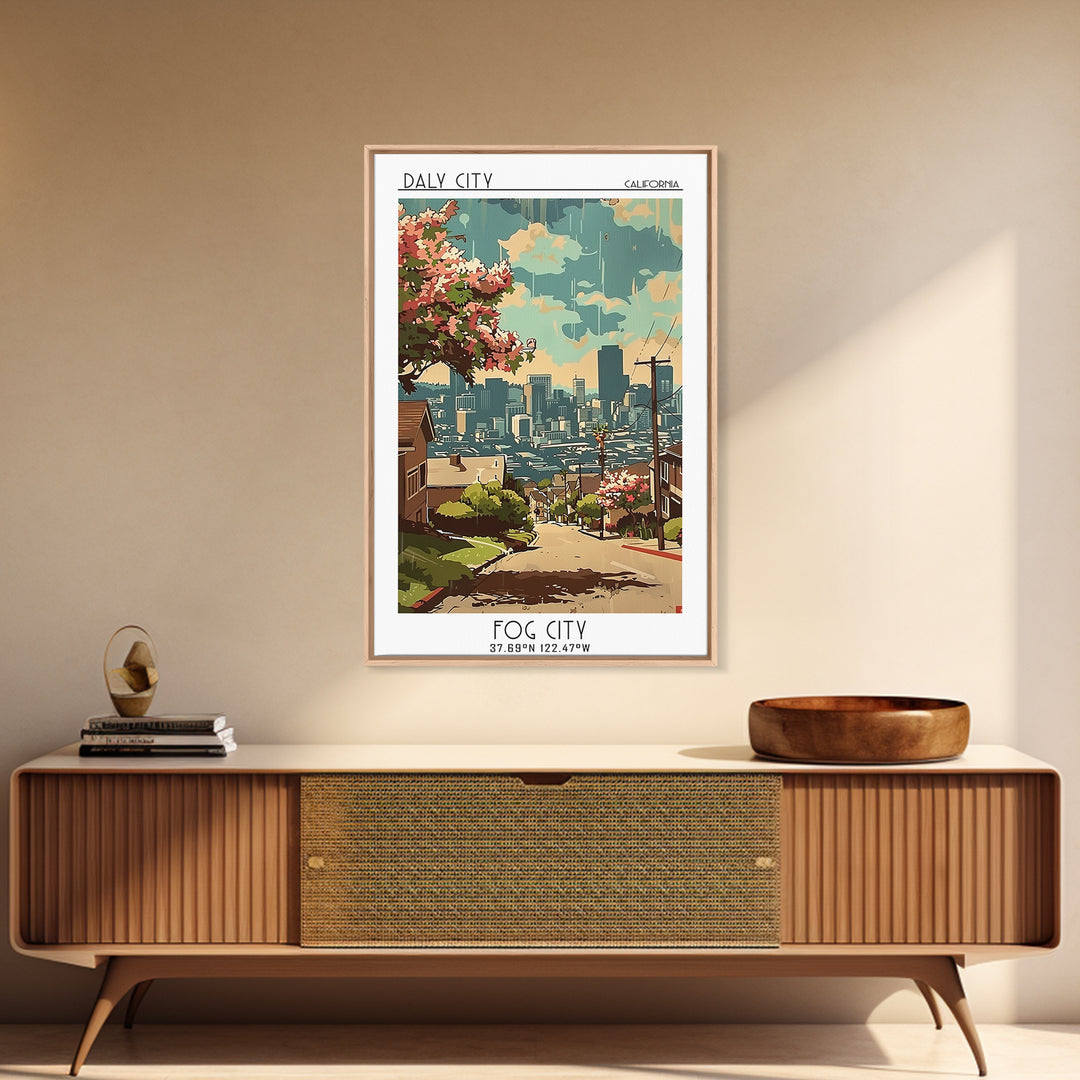 Daly City California Travel Poster, Canvas Print, Poster Print, Travel Wall Art, Vintage Posters, Retro Wall Art, Vintage Travel Art