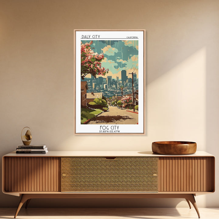 Daly City California Travel Poster, Canvas Print, Poster Print, Travel Wall Art, Vintage Posters, Retro Wall Art, Vintage Travel Art