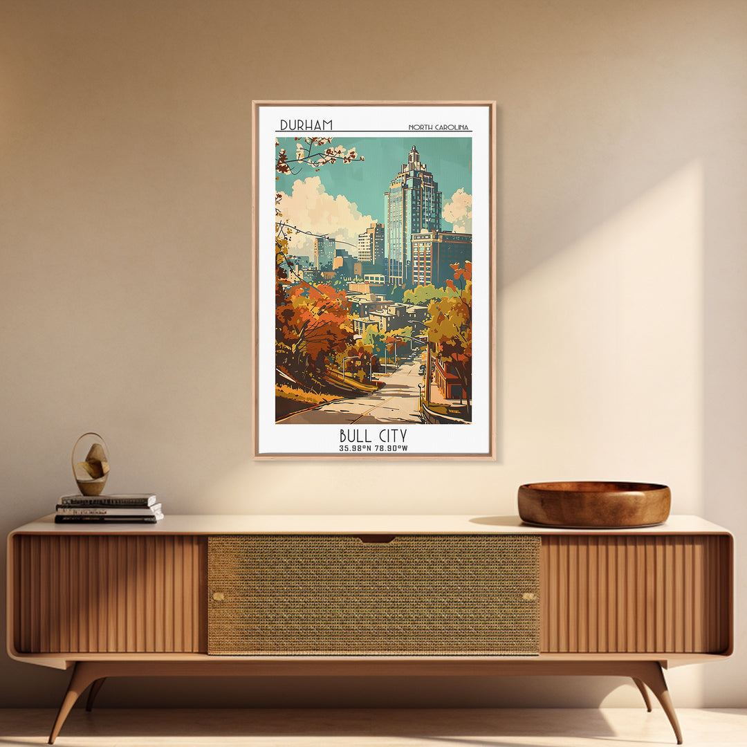 Durham North Carolina Travel Poster, Canvas Print, City Art Print, Travel Wall Art, Travel Posters, City Illustration, City Wall Art