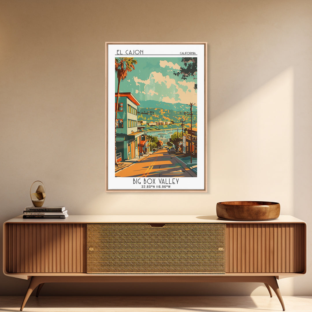 El Cajon Travel Poster, Framed Canvas Print, Poster Print, Travel Wall Art, Home Office Decor, City Travel Poster, City Illustration