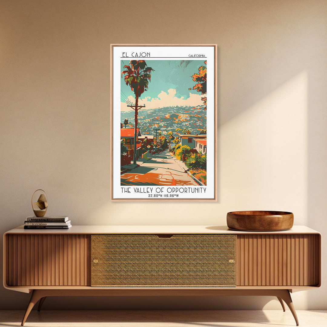 El Cajon California Travel Poster, Canvas Print, Travel Wall Art, City Wall Art, Wanderlust Gift, Vintage Travel Print, Poster Print