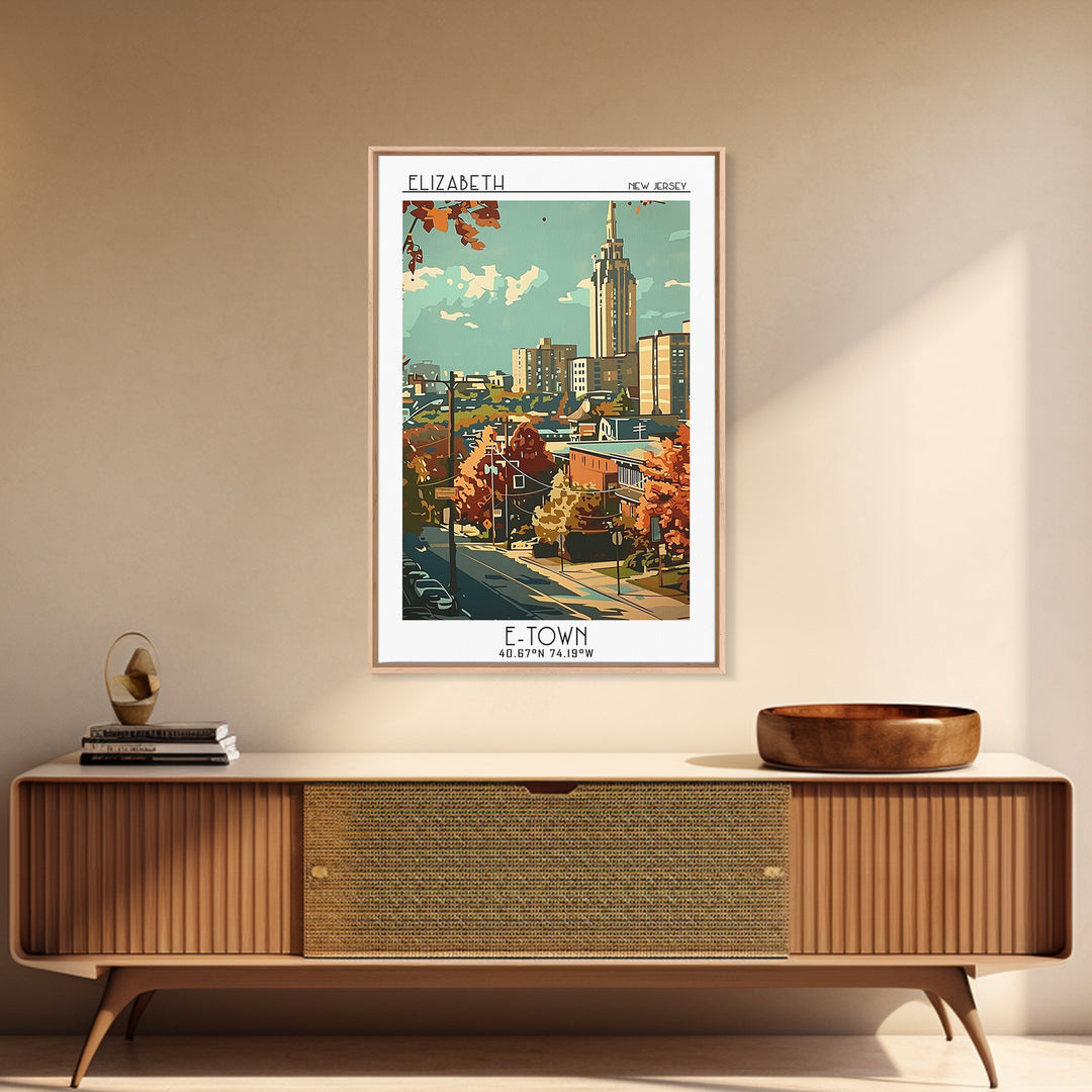 Elizabeth Travel Poster, Framed Canvas Print, City Travel Poster, Vintage City Poster, Retro Wall Art, Vintage Travel, Travel Prints