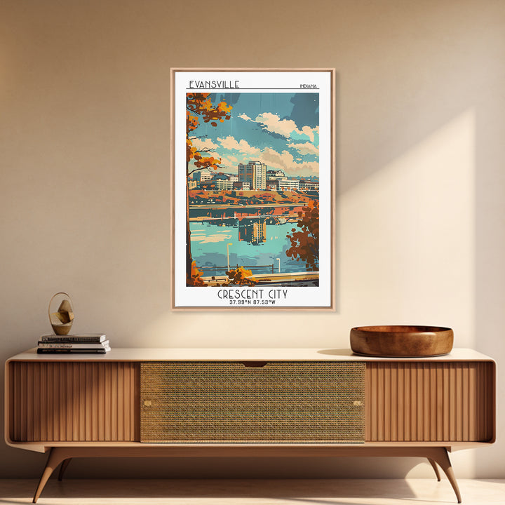 Evansville Indiana Travel Poster, Canvas Print, Travel Wall Decor, Minimalist Poster, Landscape Art, Travel Wall Art, Fine Art Print