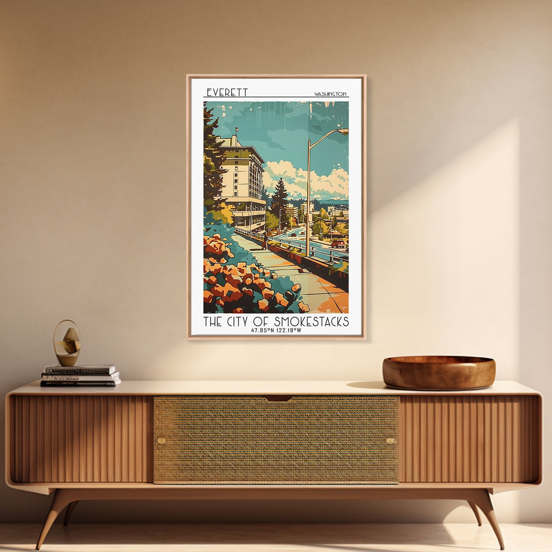 Everett Travel Poster, Canvas Print, Poster Print, Travel Wall Art, Gallery Wall Set, Retro Travel Poster, Art Print, City Art Print