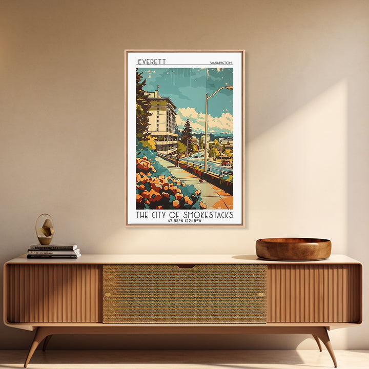 Everett Travel Poster, Canvas Print, Poster Print, Travel Wall Art, Gallery Wall Set, Retro Travel Poster, Art Print, City Art Print