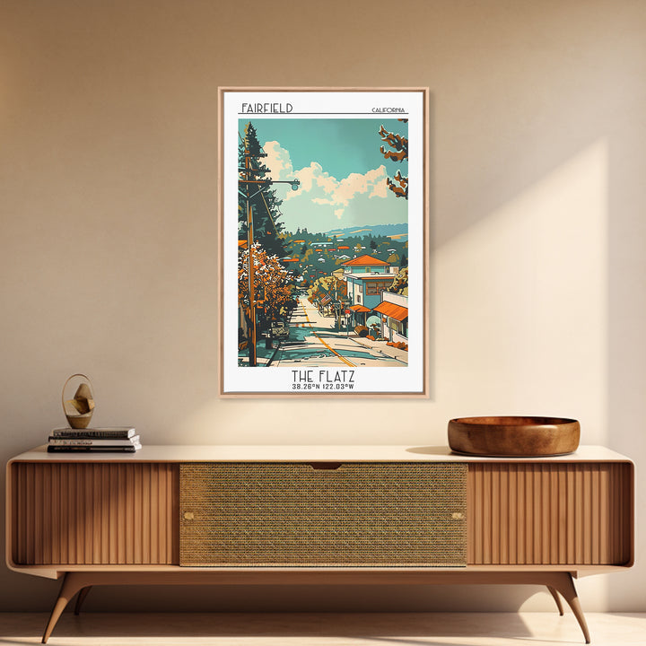 Fairfield California Travel Poster, Framed Canvas Print, City Travel Poster, Travel Wall Decor, Retro Travel Print, Travel Art Print
