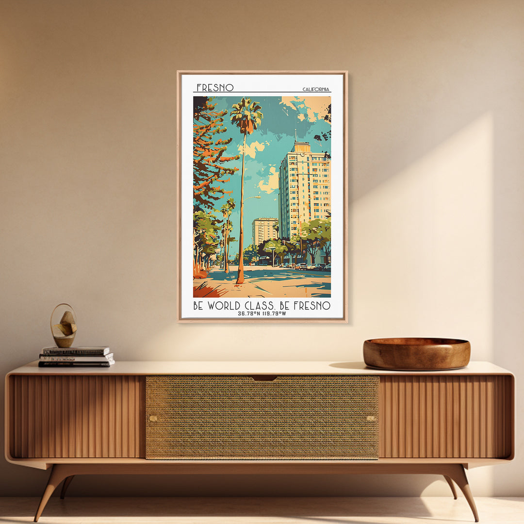 Fresno Travel Poster, Framed Canvas Print, Poster Print, Travel Wall Art, City Travel Poster, Travel Print, Travel Posters, Wall Art