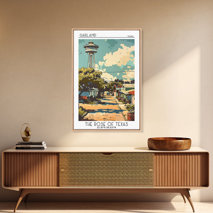 Garland Travel Poster, Framed Canvas Print, Travel Wall Decor, Minimalist Poster, Travel Art Print, Gallery Wall Set, Retro Wall Art