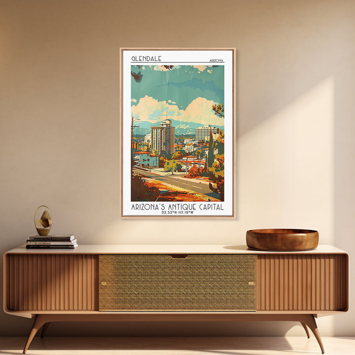 Glendale Arizona Travel Poster, Framed Canvas Print, Poster Print, Travel Wall Art, Minimalist Poster, Travel Prints, Fine Art Print