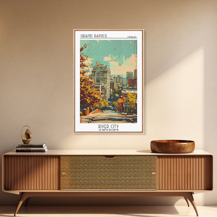 Grand Rapids Travel Poster, Canvas Print, City Art Print, Travel Wall Art, Vintage Travel, Art Print, Retro Wall Art, Fine Art Print