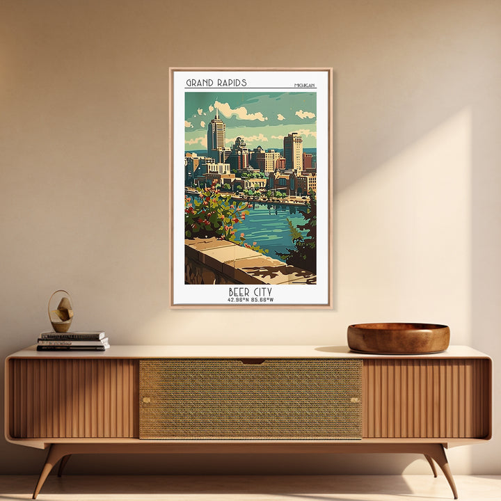 Grand Rapids Michigan Travel Poster, Canvas Print, City Travel Poster, Travel Wall Decor, Retro Travel Print, Travel Decor, Wall Art